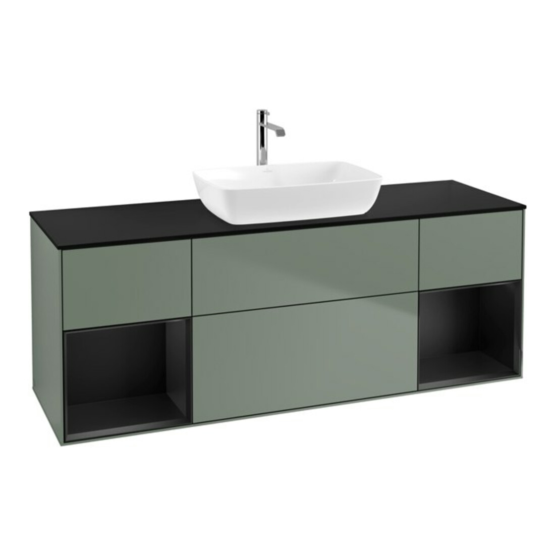 V&B Waschtischunterschrank Wandbeleuchtung Finion 160cm, Pl b m, Reg bla m Lac, Oli. m Lac