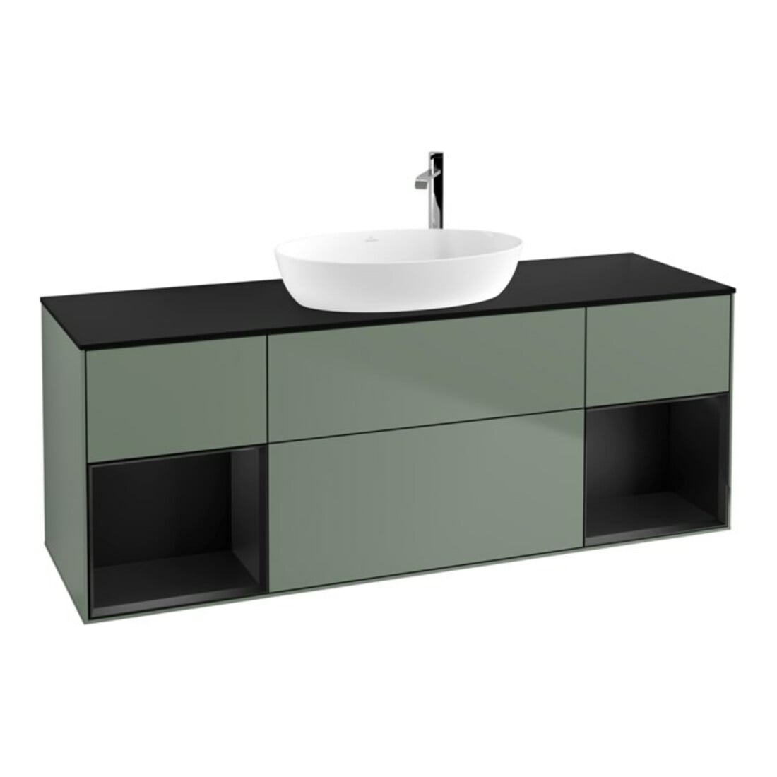 V&B Waschtischunterschrank Wandbeleuchtung Finion 160cm, Pl b m, Reg bla m Lac, Oli. m Lac