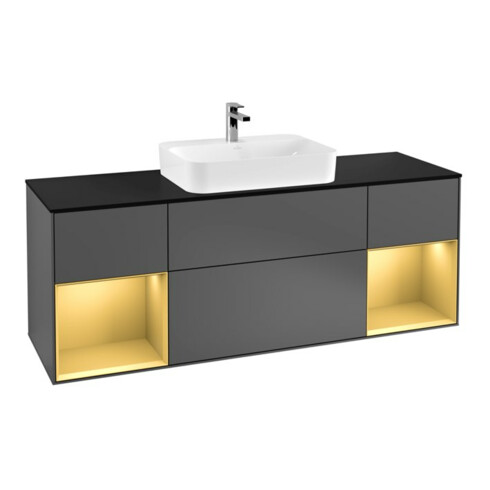 V&B Waschtischunterschrank Wandbeleuchtung Finion 160cm, Pl b m, Reg gol m Lac, Anthrac. m