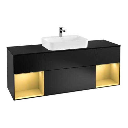 V&B Waschtischunterschrank Wandbeleuchtung Finion 160cm, Pl b m, Reg gol m Lac, bla m Lac