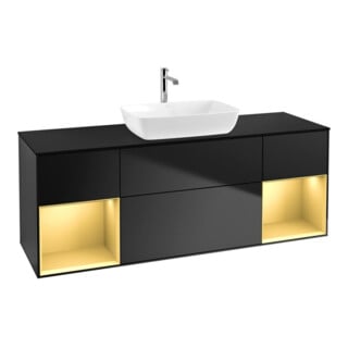 V&B Waschtischunterschrank Wandbeleuchtung Finion 160cm, Pl b m, Reg gol m Lac, bla m Lac