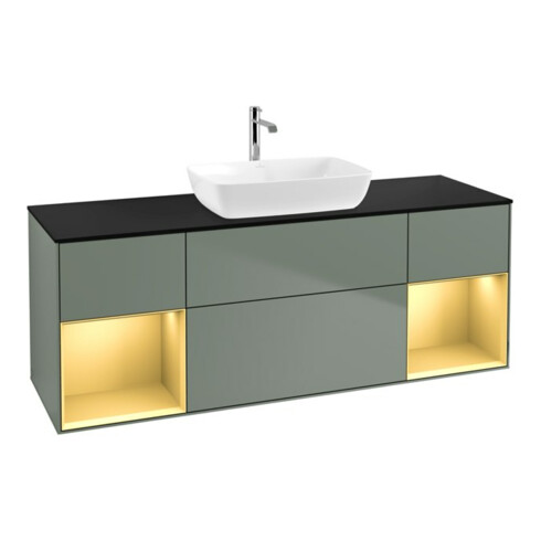 V&B Waschtischunterschrank Wandbeleuchtung Finion 160cm, Pl b m, Reg gol m Lac, Oli. m Lac