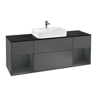 V&B Waschtischunterschrank Wandbeleuchtung Finion 160cm, Pl b m, Reg md m Lac, Anthrac. m