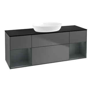 V&B Waschtischunterschrank Wandbeleuchtung Finion 160cm, Pl b m, Reg md m Lac, Anthrac. m