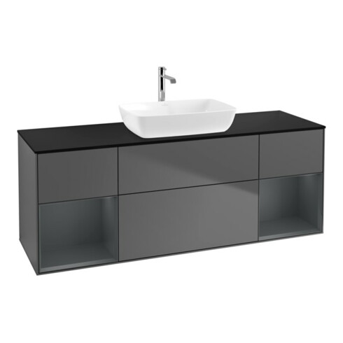 V&B Waschtischunterschrank Wandbeleuchtung Finion 160cm, Pl b m, Reg md m Lac, Anthrac. m