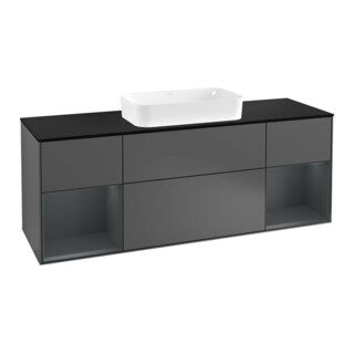 V&B Waschtischunterschrank Wandbeleuchtung Finion 160cm, Pl b m, Reg md m Lac, Anthrac. m