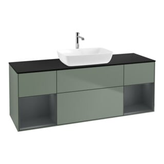 V&B Waschtischunterschrank Wandbeleuchtung Finion 160cm, Pl b m, Reg md m Lac, Oli. m Lac
