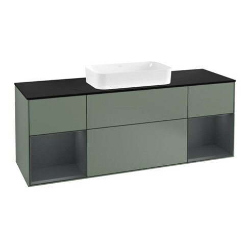 V&B Waschtischunterschrank Wandbeleuchtung Finion 160cm, Pl b m, Reg md m Lac, Oli. m Lac