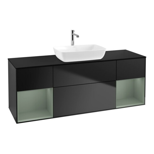 V&B Waschtischunterschrank Wandbeleuchtung Finion 160cm, Pl b m, Reg Oli. m Lac, bla m Lac
