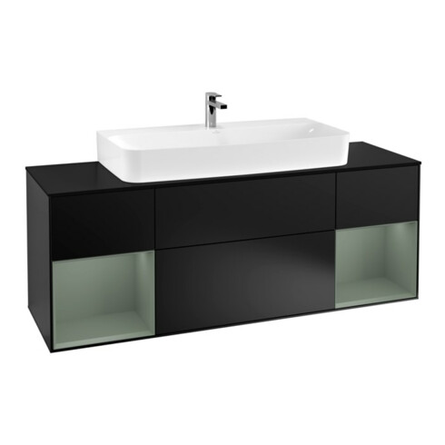V&B Waschtischunterschrank Wandbeleuchtung Finion 160cm, Pl b m, Reg Oli. m Lac, bla m Lac