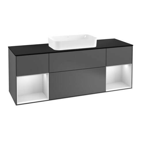 V&B Waschtischunterschrank Wandbeleuchtung Finion 160cm, Pl b m, Reg wh. m Lac, Anthrac. m