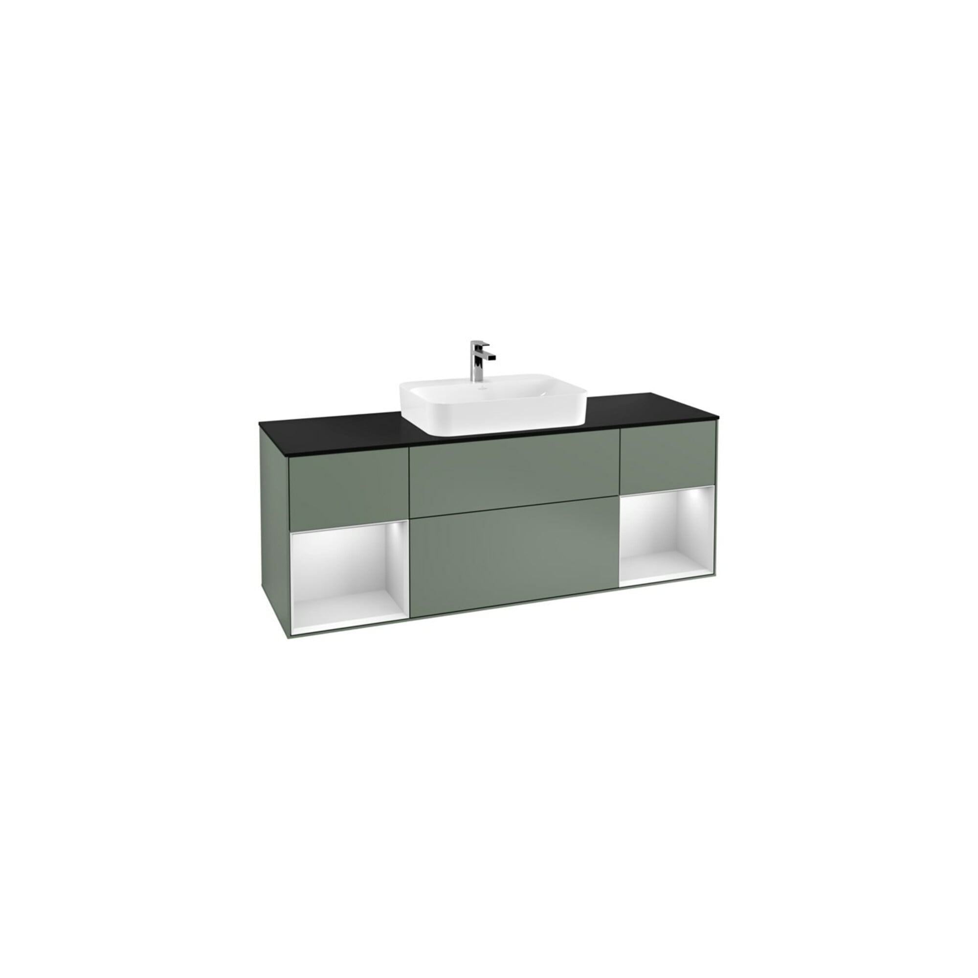 V&B Waschtischunterschrank Wandbeleuchtung Finion 160cm, Pl b m, Reg wh. m Lac, Oli. m Lac ; Villeroy & Boch