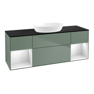 V&B Waschtischunterschrank Wandbeleuchtung Finion 160cm, Pl b m, Reg wh. m Lac, Oli. m Lac