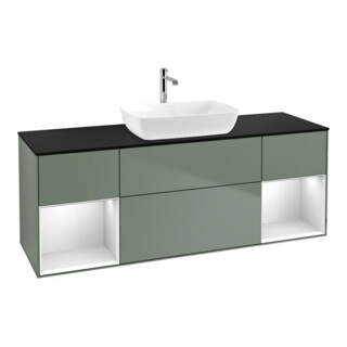 V&B Waschtischunterschrank Wandbeleuchtung Finion 160cm, Pl b m, Reg wh. m Lac, Oli. m Lac