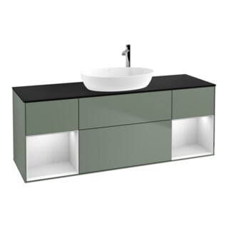 V&B Waschtischunterschrank Wandbeleuchtung Finion 160cm, Pl b m, Reg wh. m Lac, Oli. m Lac