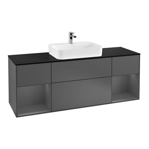 V&B Waschtischunterschrank Wandbeleuchtung Finion 160cm, Pl b m, Rg A m Lac, Anthrac. m