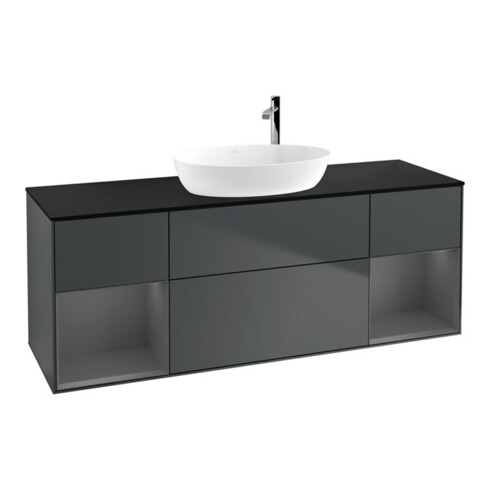 V&B Waschtischunterschrank Wandbeleuchtung Finion 160cm, Pl b m, Rg A m Lac, md bl. m Lac