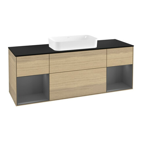 V&B Waschtischunterschrank Wandbeleuchtung Finion 160cm, Pl b m, Rg Anthrac. m Lac, Oa ven