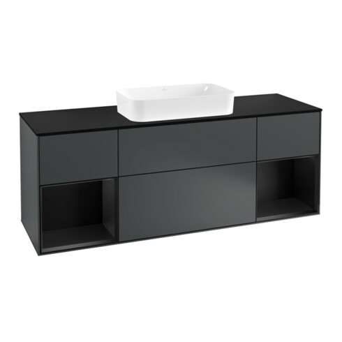 V&B Waschtischunterschrank Wandbeleuchtung Finion 160cm, Pl b m, Rg b m Lac, md bl. m Lac