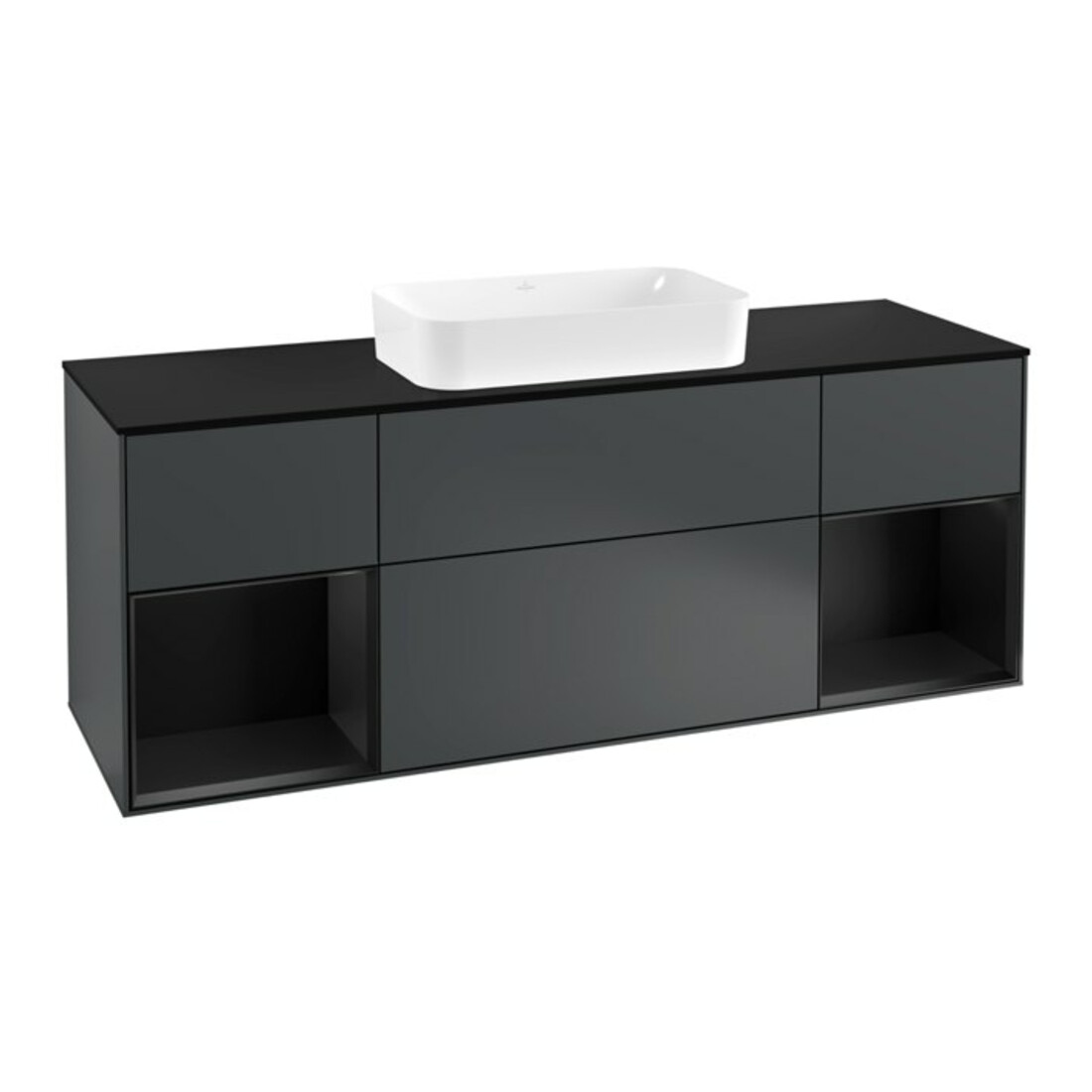V&B Waschtischunterschrank Wandbeleuchtung Finion 160cm, Pl b m, Rg b m Lac, md bl. m Lac