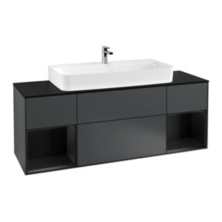 V&B Waschtischunterschrank Wandbeleuchtung Finion 160cm, Pl b m, Rg b m Lac, md bl. m Lac