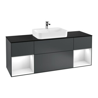 V&B Waschtischunterschrank Wandbeleuchtung Finion 160cm, Pl b m, Rg g w Lac, md bl. m Lac