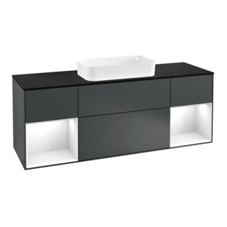 V&B Waschtischunterschrank Wandbeleuchtung Finion 160cm, Pl b m, Rg g w Lac, md bl. m Lac