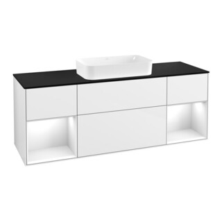 V&B Waschtischunterschrank Wandbeleuchtung Finion 160cm, Pl b m, Rg g wh. Lac, glo wh. Lac