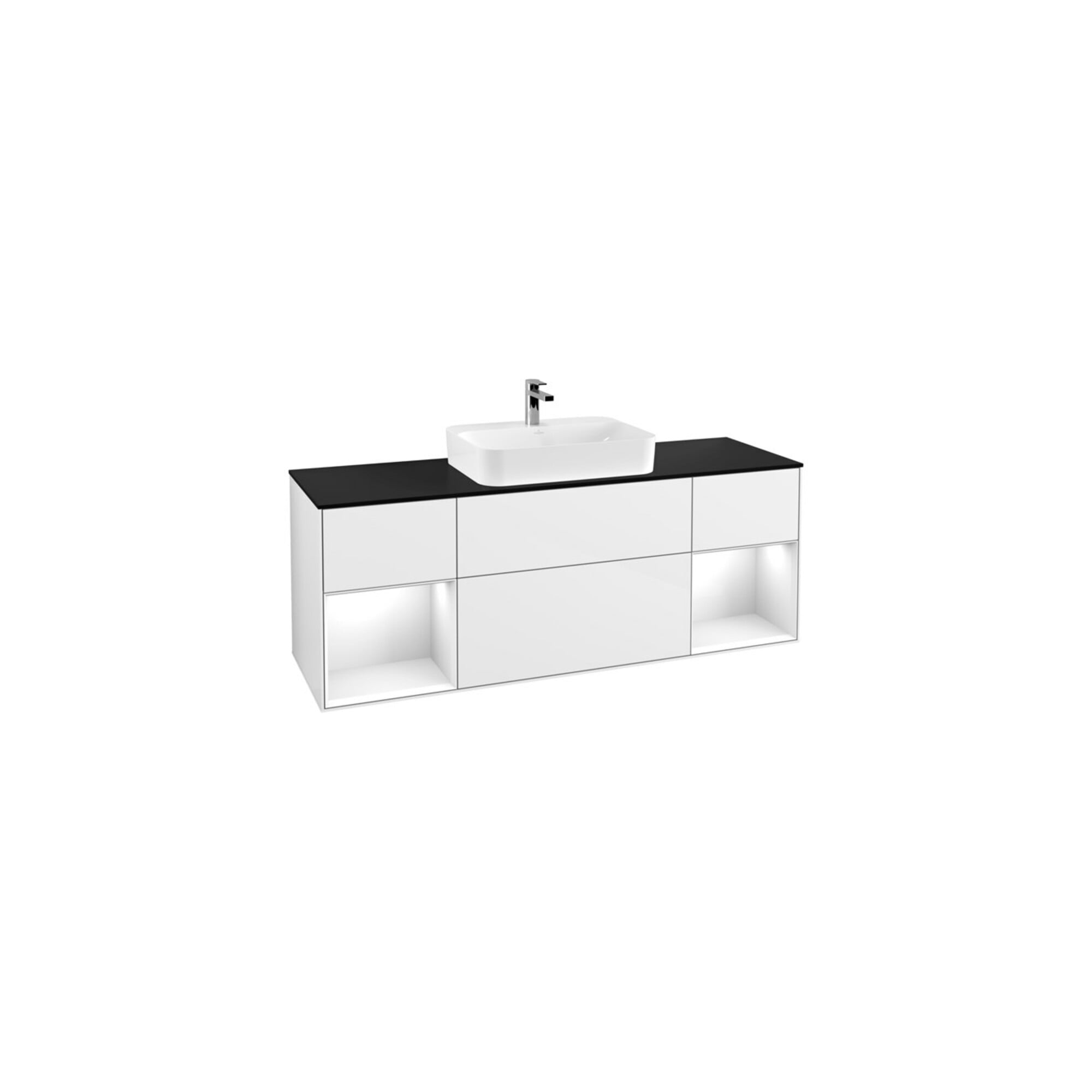 V&B Waschtischunterschrank Wandbeleuchtung Finion 160cm, Pl b m, Rg g wh. Lac, glo wh. Lac ; Villeroy & Boch