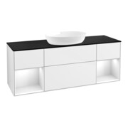 V&B Waschtischunterschrank Wandbeleuchtung Finion 160cm, Pl b m, Rg g wh. Lac, glo wh. Lac