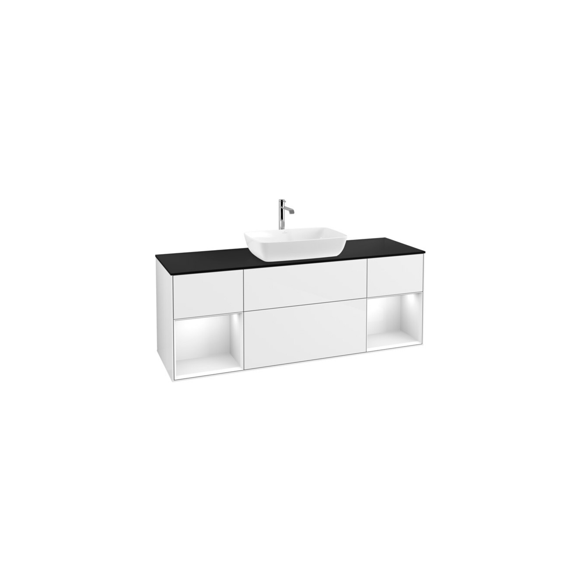 V&B Waschtischunterschrank Wandbeleuchtung Finion 160cm, Pl b m, Rg g wh. Lac, glo wh. Lac ; Villeroy & Boch