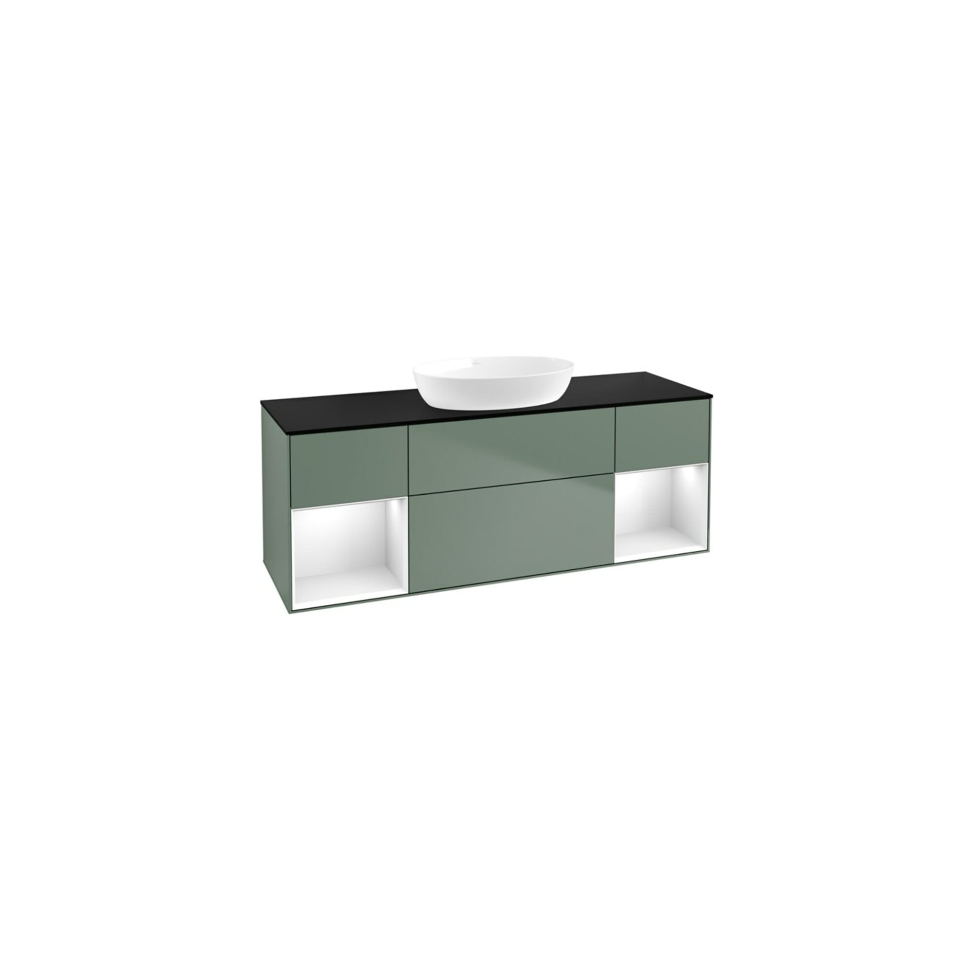 V&B Waschtischunterschrank Wandbeleuchtung Finion 160cm, Pl b m, Rg g wh. Lac, Oli. m Lac ; Villeroy & Boch