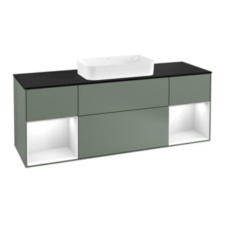 V&B Waschtischunterschrank Wandbeleuchtung Finion 160cm, Pl b m, Rg g wh. Lac, Oli. m Lac