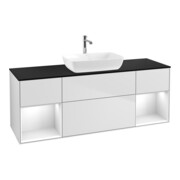 V&B Waschtischunterschrank Wandbeleuchtung Finion 160cm, Pl b m, Rg glo wh. Lac, wh. m Lac