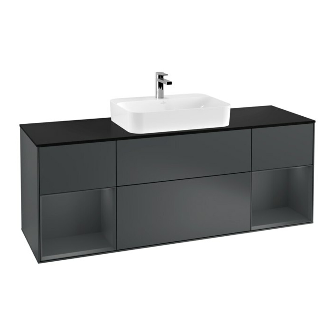 V&B Waschtischunterschrank Wandbeleuchtung Finion 160cm, Pl b m, Rg md m Lac, md bl. m Lac
