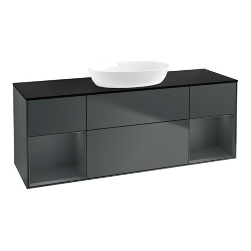 V&B Waschtischunterschrank Wandbeleuchtung Finion 160cm, Pl b m, Rg md m Lac, md bl. m Lac
