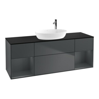 V&B Waschtischunterschrank Wandbeleuchtung Finion 160cm, Pl b m, Rg md m Lac, md bl. m Lac
