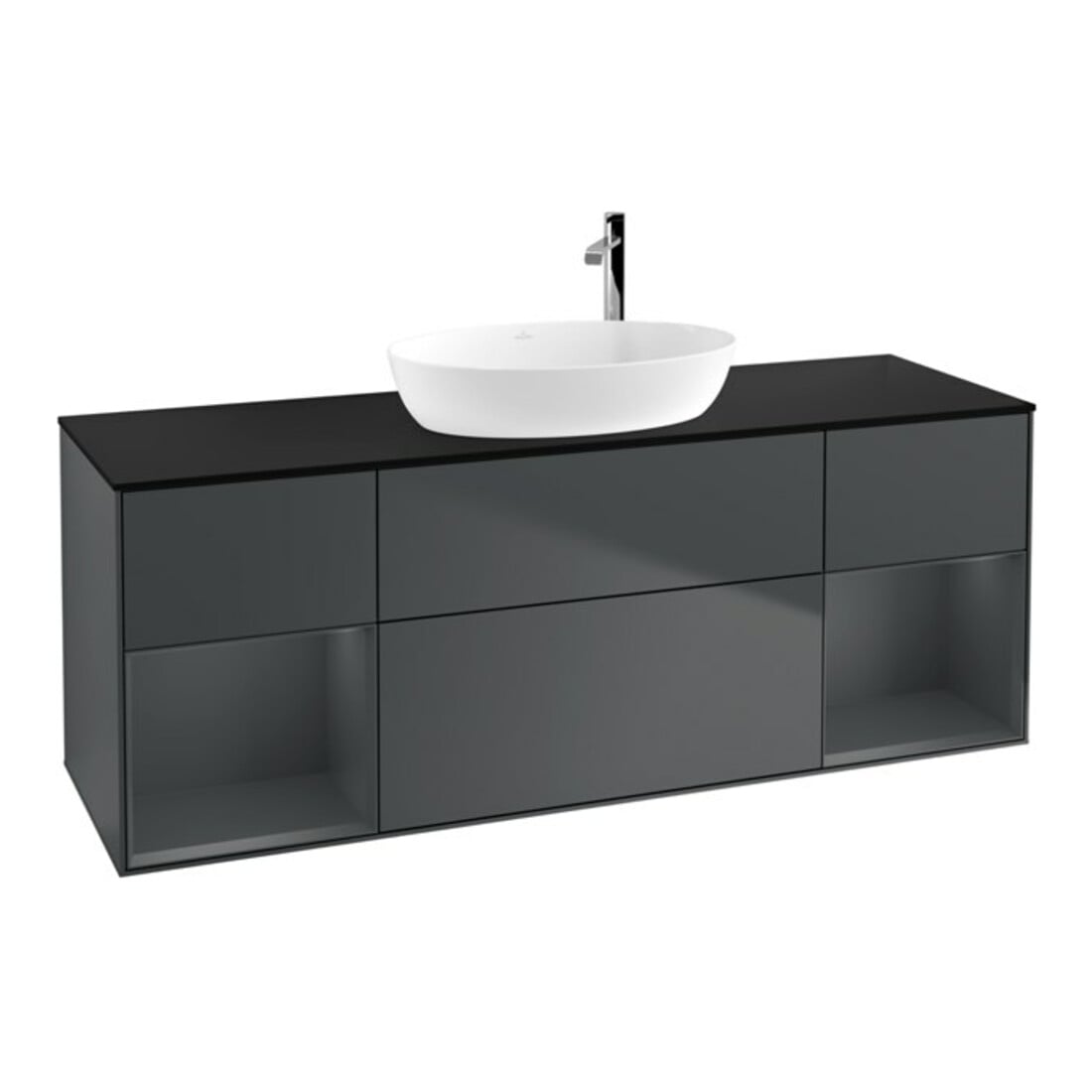 V&B Waschtischunterschrank Wandbeleuchtung Finion 160cm, Pl b m, Rg md m Lac, md bl. m Lac