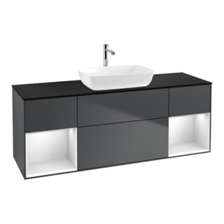 V&B Waschtischunterschrank Wandbeleuchtung Finion 160cm, Pl b m, Rg w m Lac, md bl. m Lac