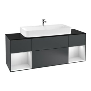 V&B Waschtischunterschrank Wandbeleuchtung Finion 160cm, Pl b m, Rg w m Lac, md bl. m Lac