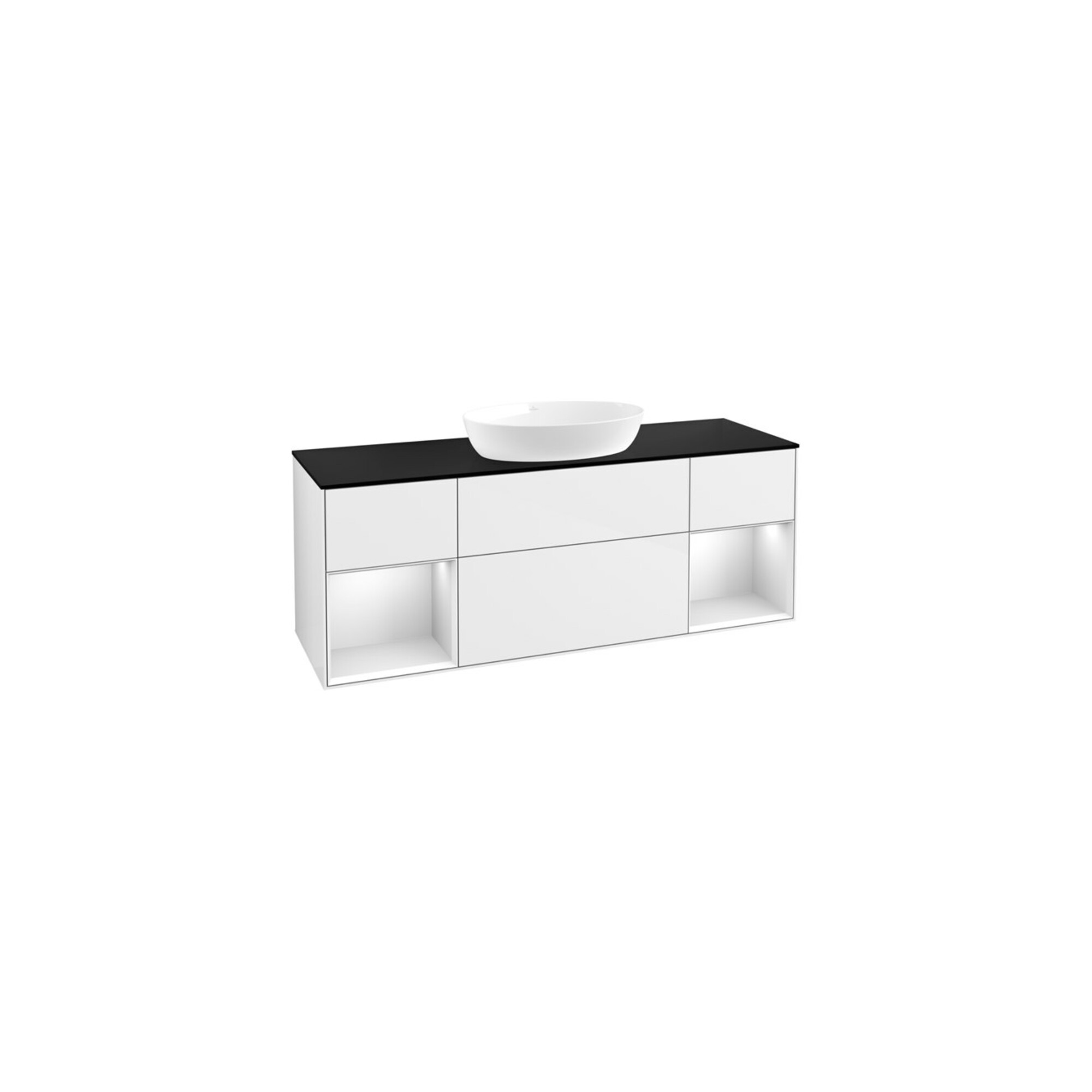 V&B Waschtischunterschrank Wandbeleuchtung Finion 160cm, Pl b m, Rg wh. m Lac, glo wh. Lac ; Villeroy & Boch