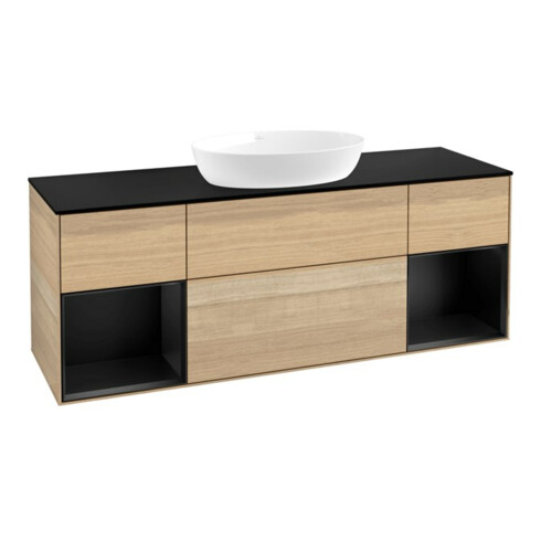 V&B Waschtischunterschrank Wandbeleuchtung Finion 160cm, Pl bla m, Reg bla m Lac, Oa ven