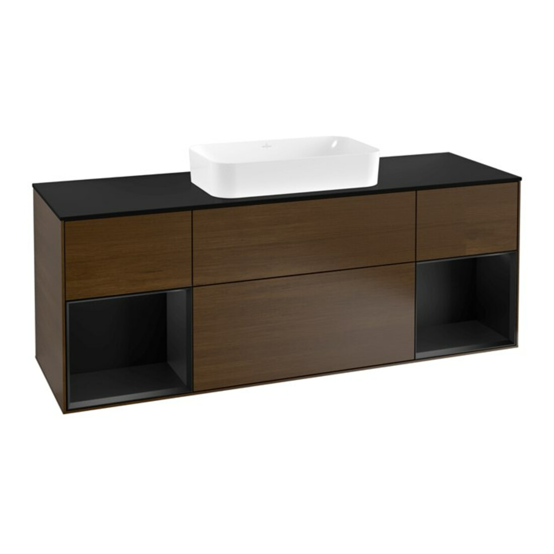 V&B Waschtischunterschrank Wandbeleuchtung Finion 160cm, Pl bla m, Reg bla m Lac, wal ven