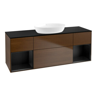 V&B Waschtischunterschrank Wandbeleuchtung Finion 160cm, Pl bla m, Reg bla m Lac, wal ven