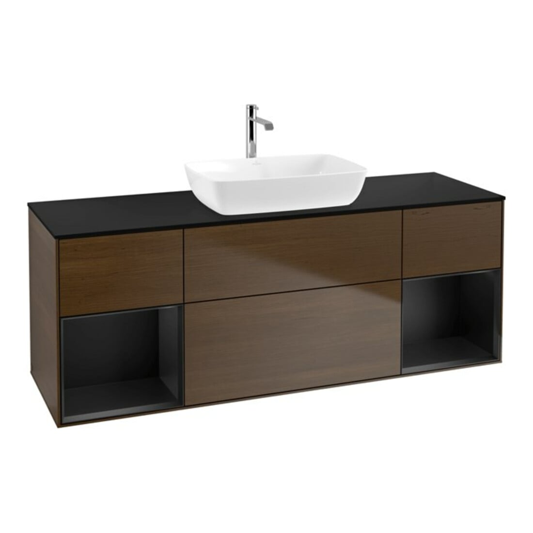 V&B Waschtischunterschrank Wandbeleuchtung Finion 160cm, Pl bla m, Reg bla m Lac, wal ven