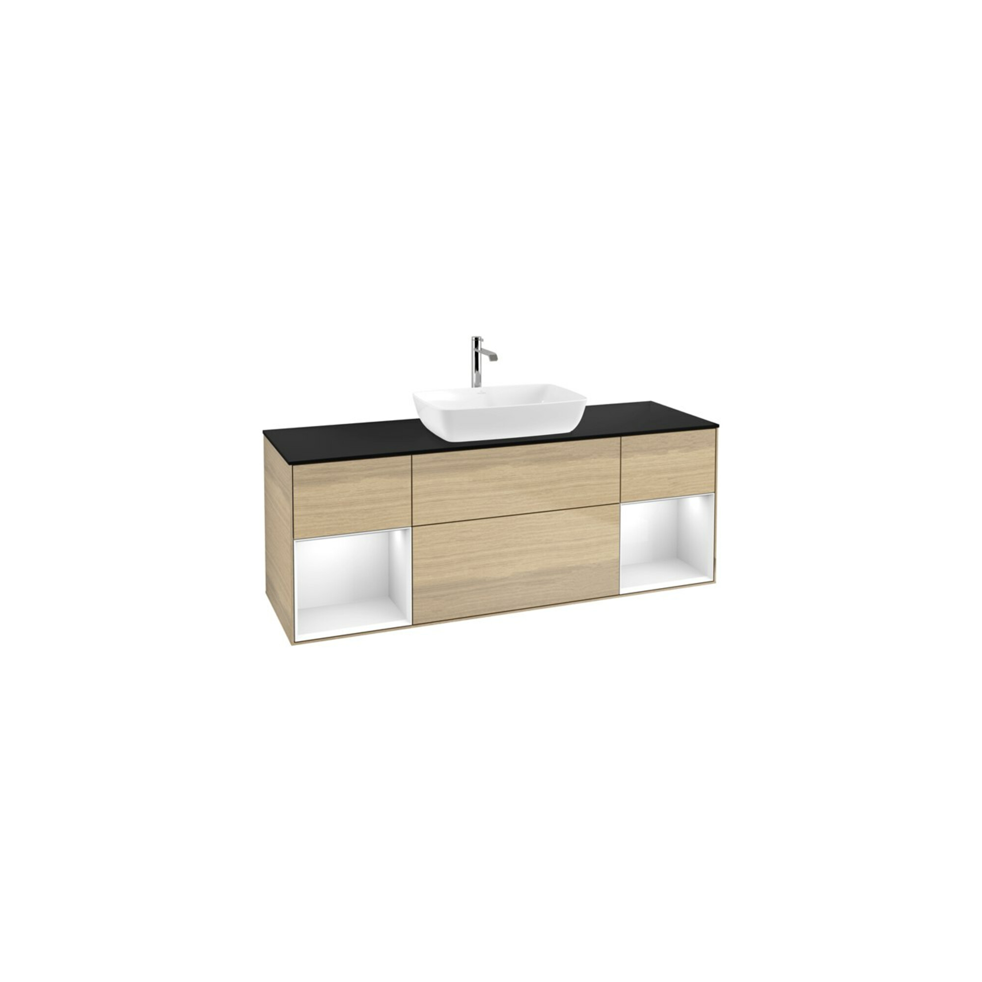 V&B Waschtischunterschrank Wandbeleuchtung Finion 160cm, Pl bla m, Reg glo wh. Lac, Oa ven ; Villeroy & Boch