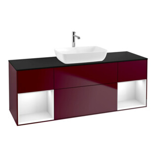 V&B Waschtischunterschrank Wandbeleuchtung Finion 160cm, Pl bla m, Reg glo wh. Lac, Peo m