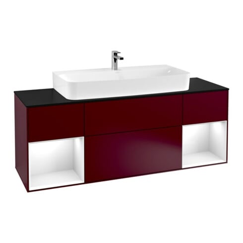 V&B Waschtischunterschrank Wandbeleuchtung Finion 160cm, Pl bla m, Reg glo wh. Lac, Peo m