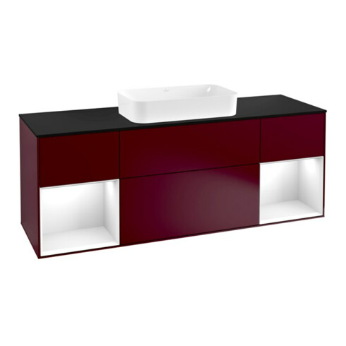 V&B Waschtischunterschrank Wandbeleuchtung Finion 160cm, Pl bla m, Reg glo wh. Lac, Peo m