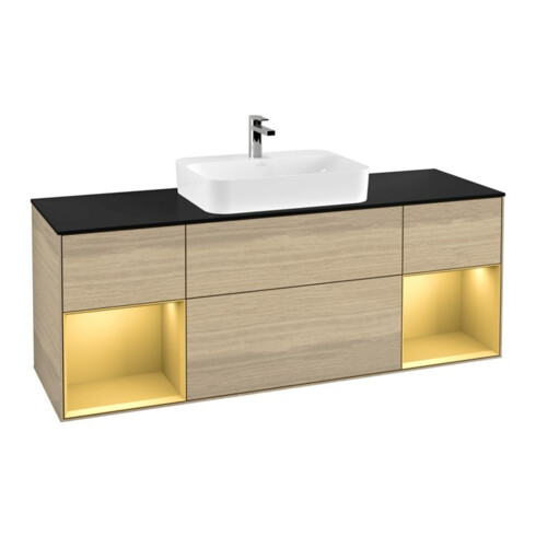 V&B Waschtischunterschrank Wandbeleuchtung Finion 160cm, Pl bla m, Reg gol m Lac, Oa ven
